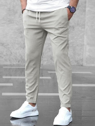 Men's Solid Color Beam Feet Drawstring Casual Pants Kosyway