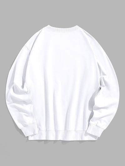 Men's Casual Hand In Hand Graphic Crew Neck Pullover Sweatshirt Kosyway