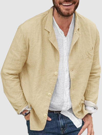 Men's Cotton and Linen Textured Casual Shacket Kosyway