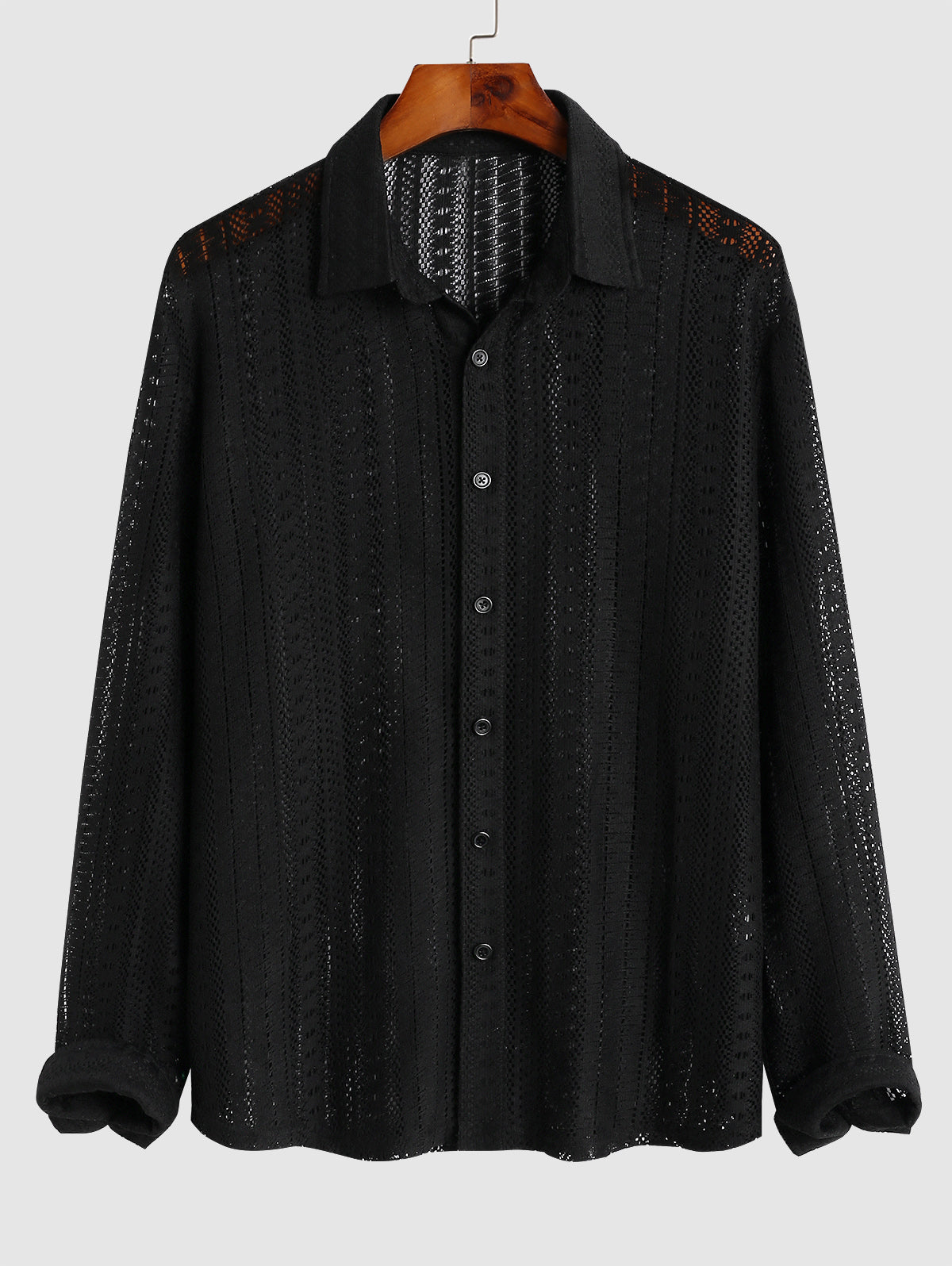 Men's Party See Thru Lace Long Sleeve Shirt