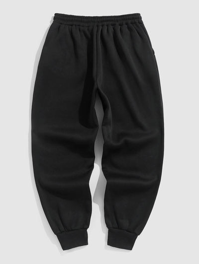 Solid Color Thermal Fleece-lined Casual Sweatpants