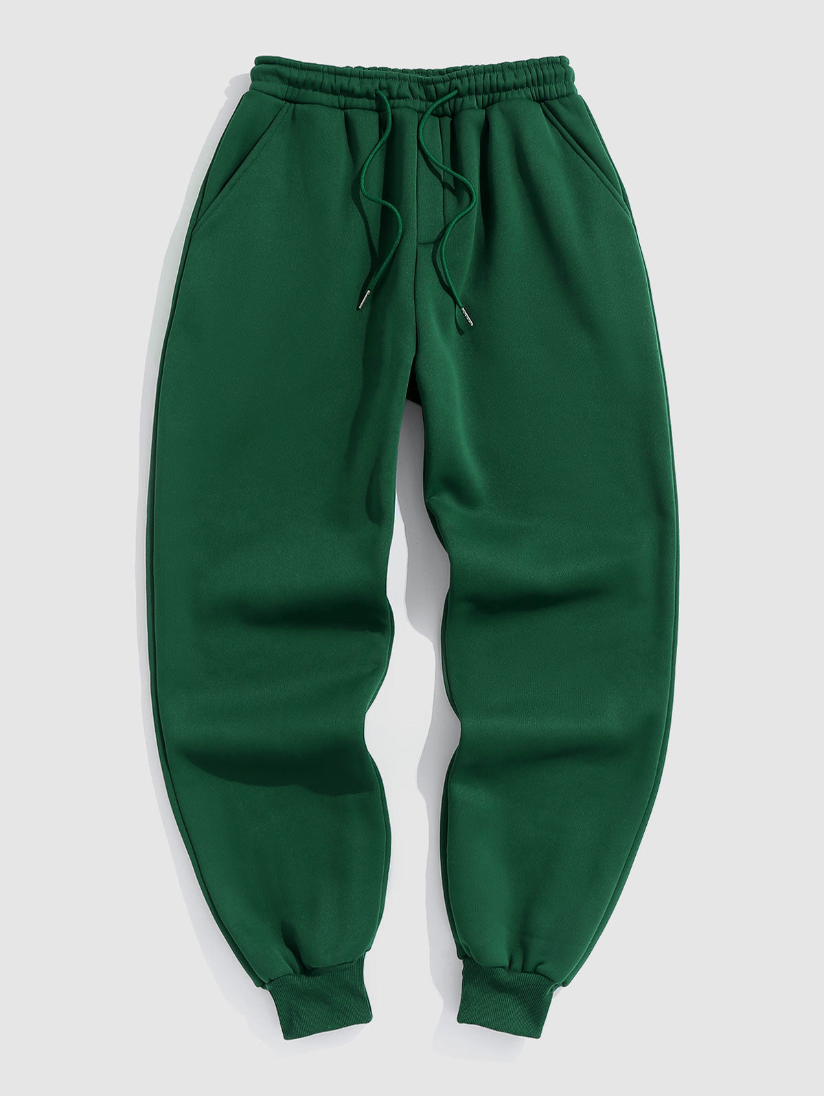 Solid Color Thermal Fleece-lined Casual Sweatpants