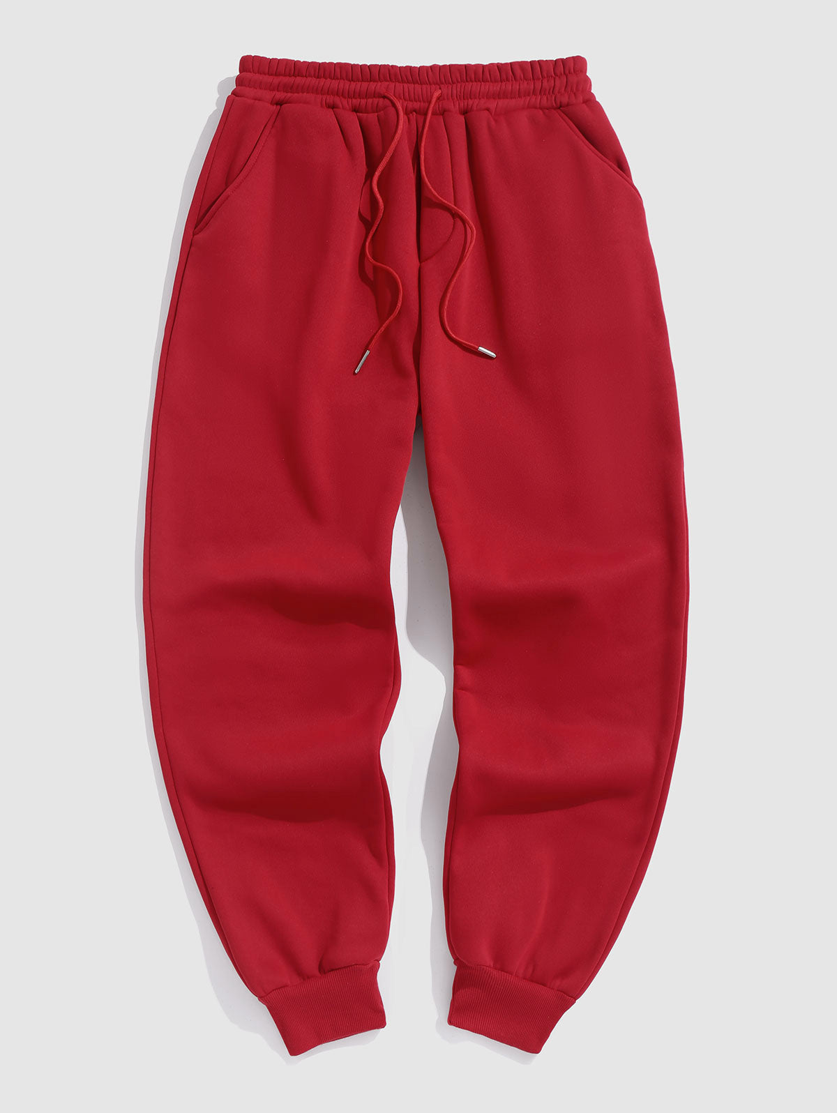 Solid Color Thermal Fleece-lined Casual Sweatpants