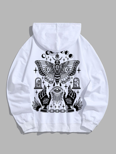 Men's Gothic Style Butterfly Eye Hands Pattern Hoodie