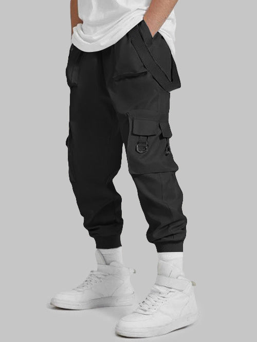 Strap Design Beam Feet Cargo Pants