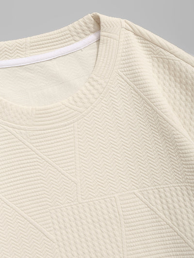 Men's Casual Geometric Textured Sweatshirt Kosyway