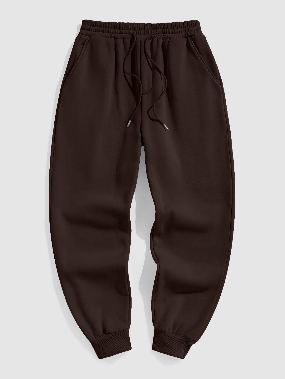 Solid Color Thermal Fleece-lined Casual Sweatpants