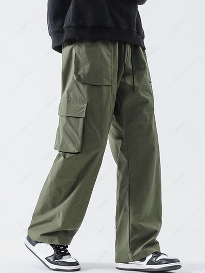 Drawstring Solid Color Casual Streetwear Cargo Pants