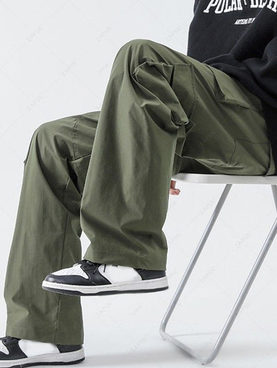 Drawstring Solid Color Casual Streetwear Cargo Pants