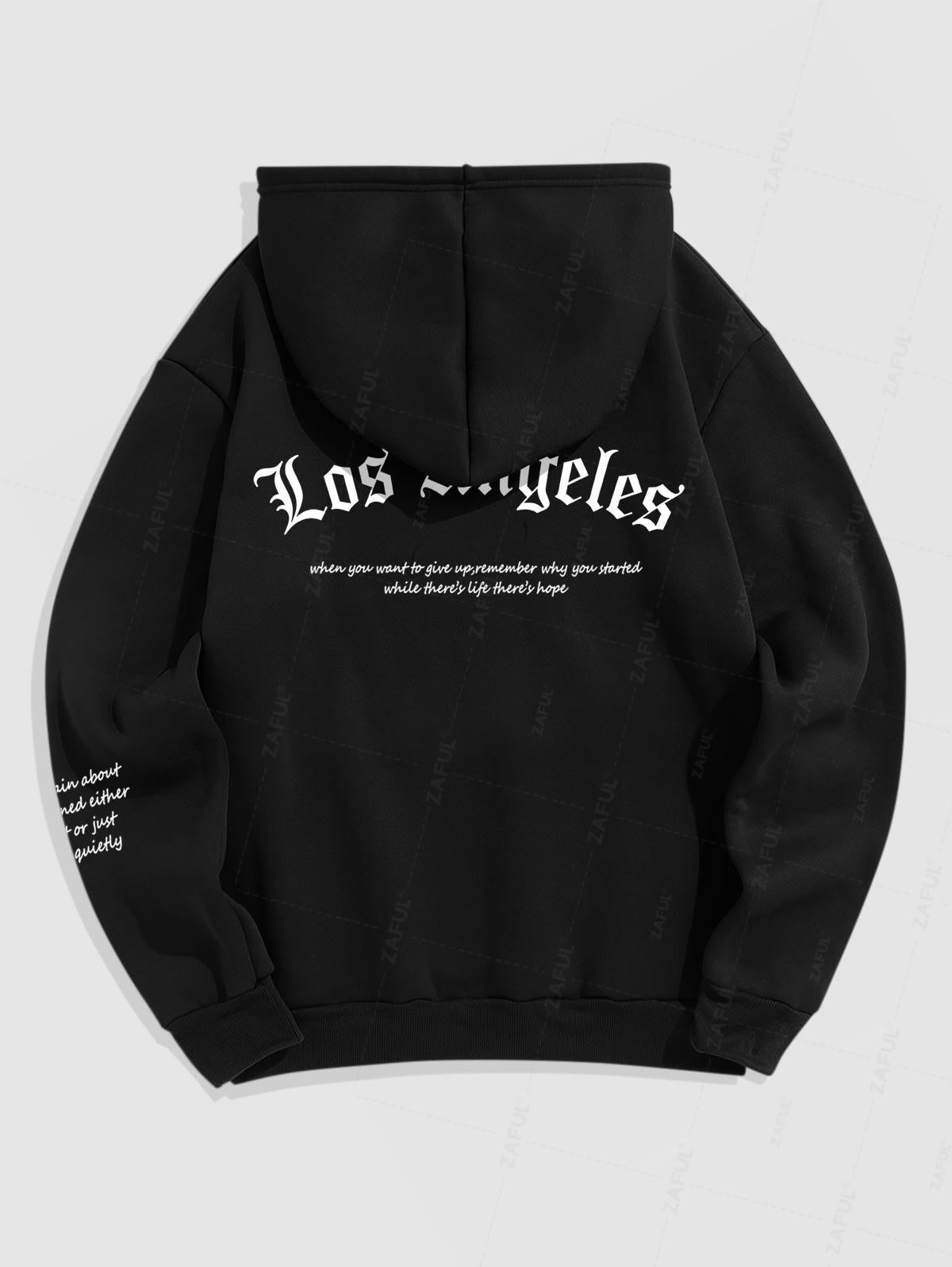 Men's Gothic Los Angeles Pattern Fleece-lined Pullover Hoodie