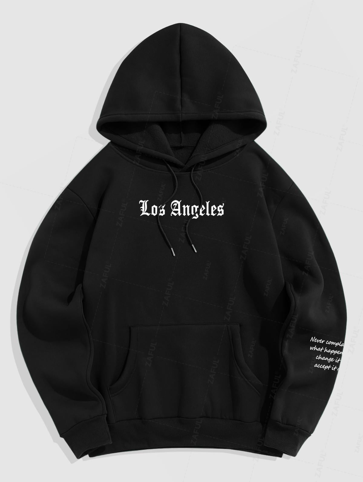 Men's Gothic Los Angeles Pattern Fleece-lined Pullover Hoodie