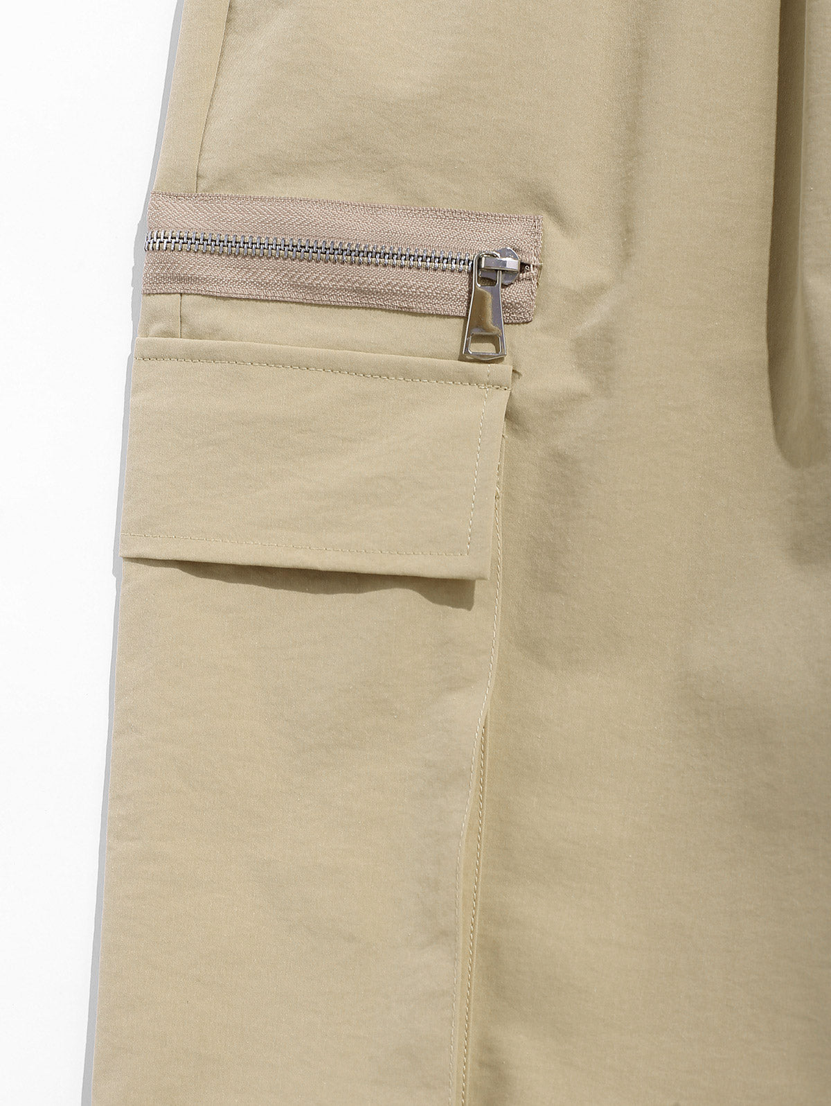 Men's Side Zip and Large Pockets Design Solid Color Straight Leg Drawstring Cargo Pants Kosyway