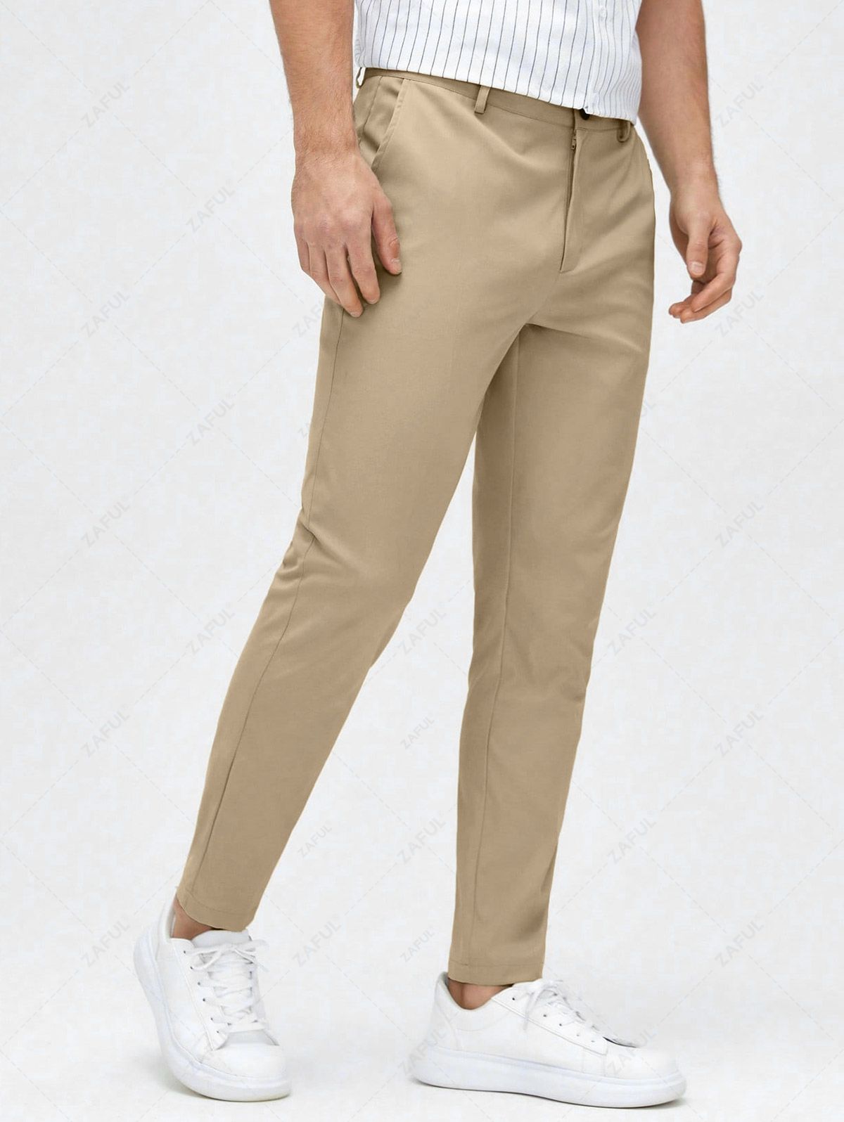 Men's Slim Fit Slant Pocket Solid Color Business Suit Pants