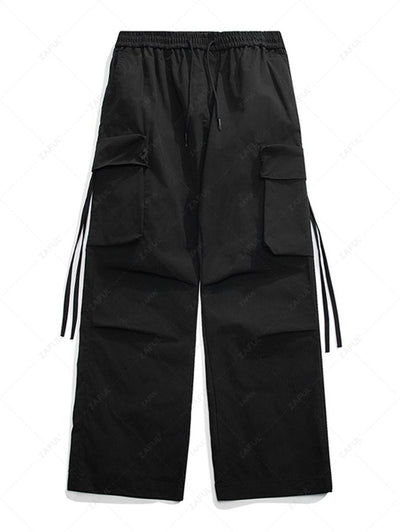 Men's Casual Streetwear Striaght Leg Solid Color Drawstring Cargo Pants