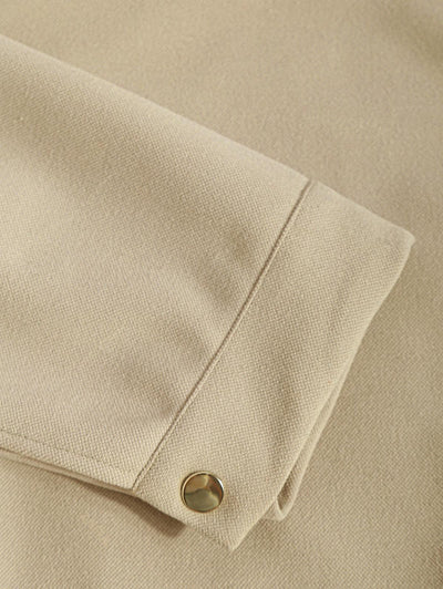 Men's Solid Color Flap Pocket Button Front Turndown Collar Faux Woolen Jacket