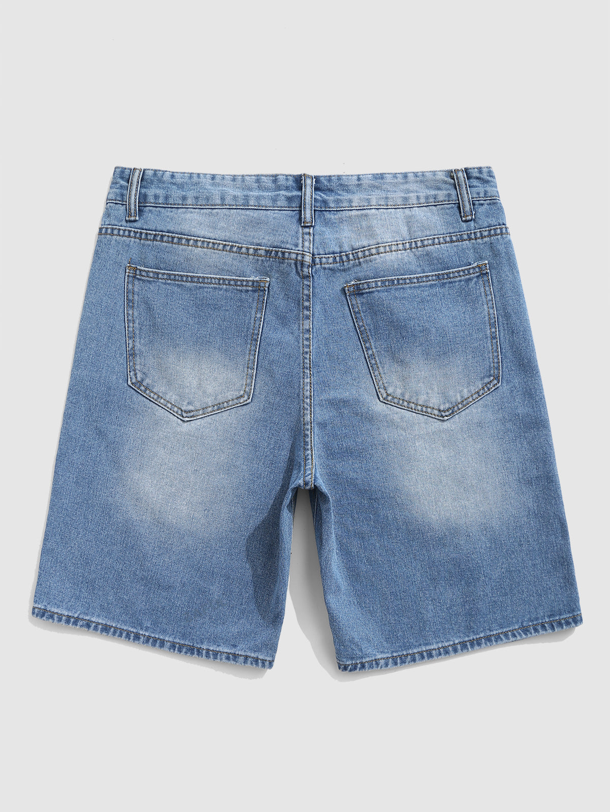 Men's Ripped Distressed Medium Wash Denim Jean Shorts