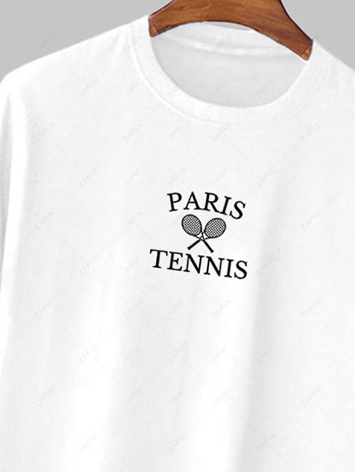 Men's PARIS Letter Pattern Printed Short Sleeves T-shirt Kosyway