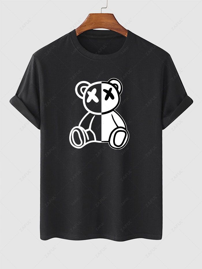 Men's Bear Graphic Printed Short Sleeve T-shirt