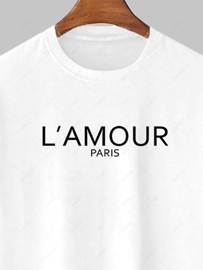 Men's PARIS Letter Printed Short Sleeves T-shirt