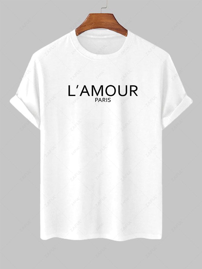 Men's PARIS Letter Printed Short Sleeves T-shirt