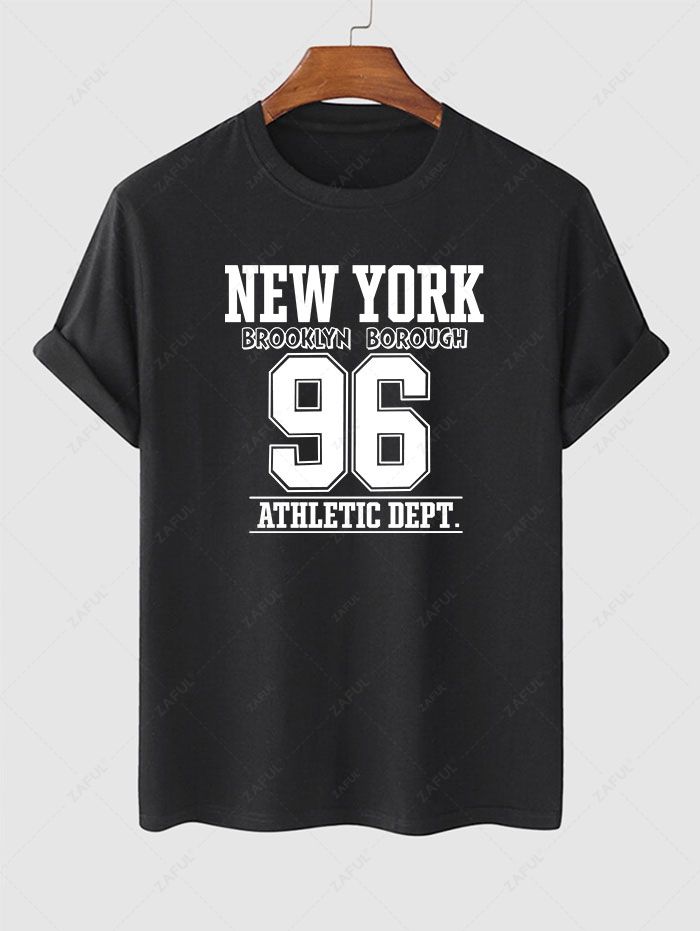 Men's NEW YORK Letter Graphic Printed Short Sleeves T-shirt Kosyway