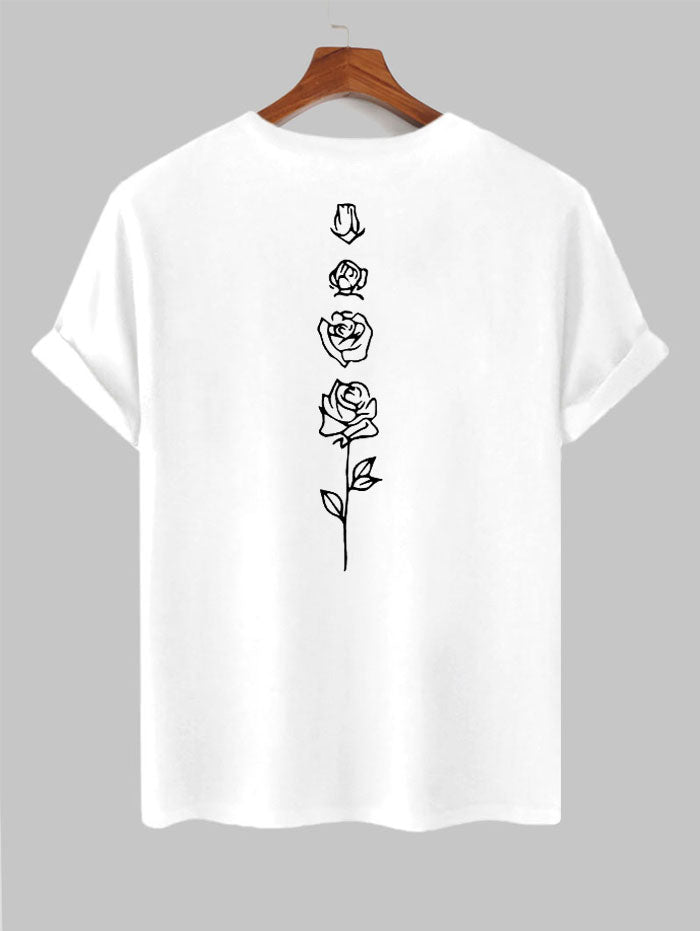 Men's Floral Rose Printed Short Sleeves T-shirt