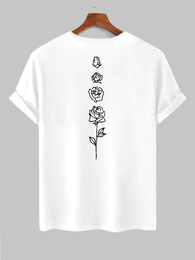 Men's Floral Rose Printed Short Sleeves T-shirt Kosyway