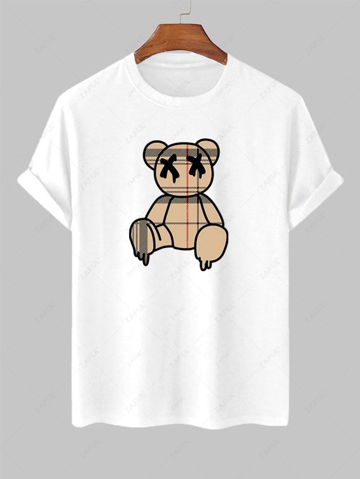 Men's Bear Graphic Printed Short Sleeves T-shirt Kosyway