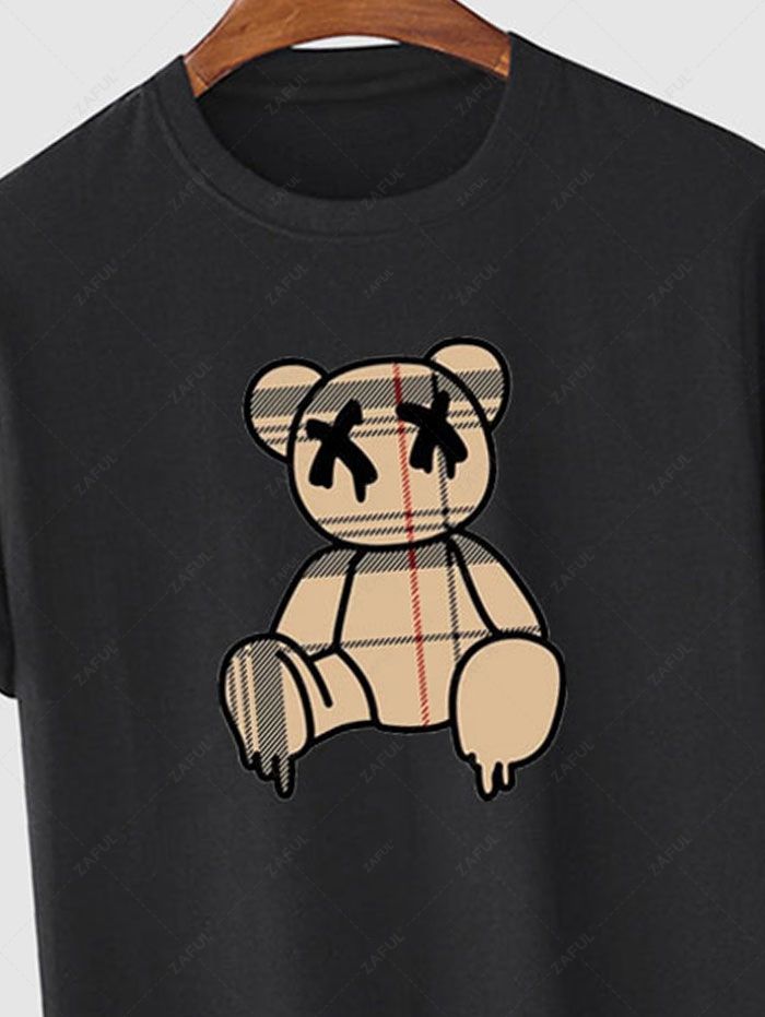 Men's Bear Graphic Printed Short Sleeves T-shirt Kosyway