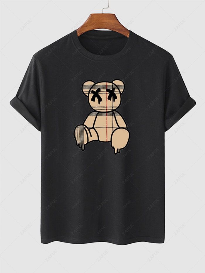 Men's Bear Graphic Printed Short Sleeves T-shirt Kosyway