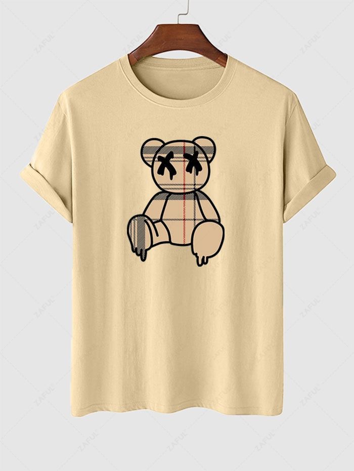 Men's Bear Graphic Printed Short Sleeves T-shirt