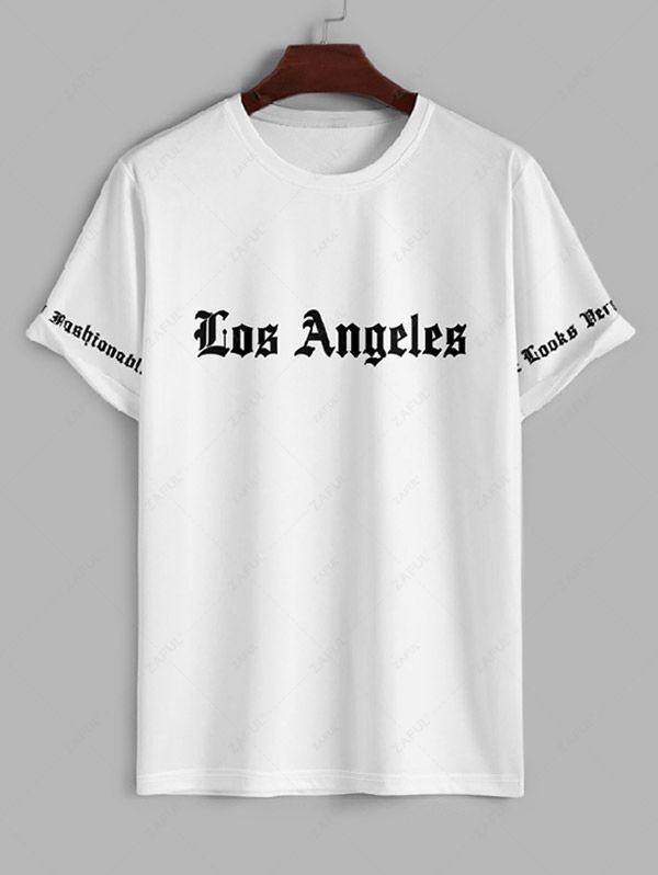 Men's Los Angeles Letter Printed Short Sleeves T-shirt Kosyway