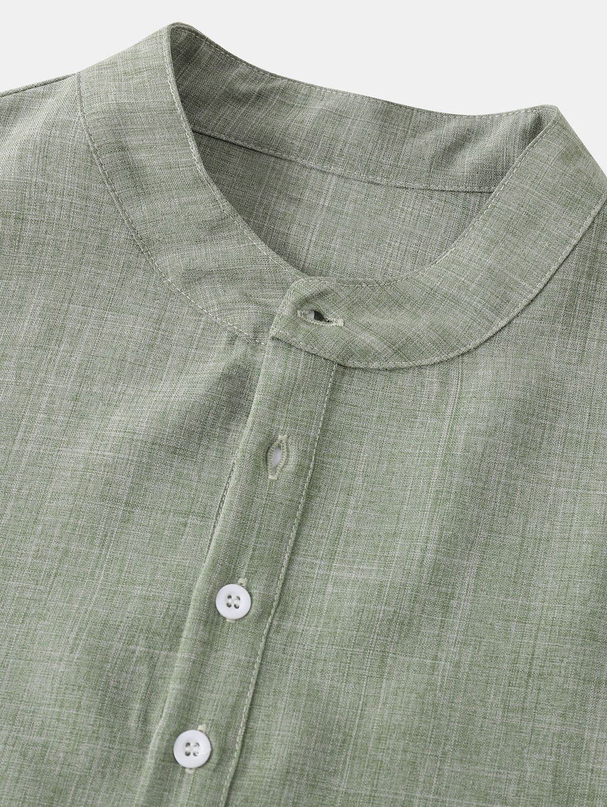 Men's Half Buttoned Solid Color Rolled Up Short Sleeves Popover Shirt Kosyway