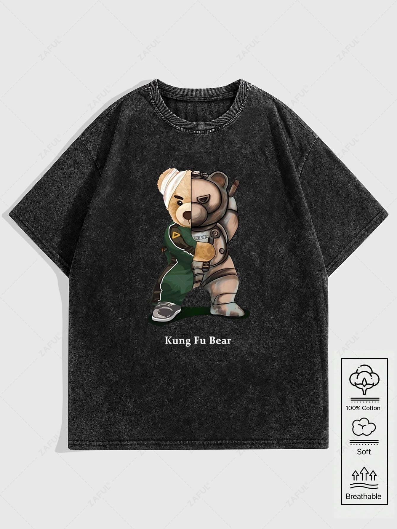 Men's Letter Bear Graphic Printed Short Sleeves T-shirt Kosyway