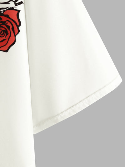 Letter Rose Pattern Open Front Kimono