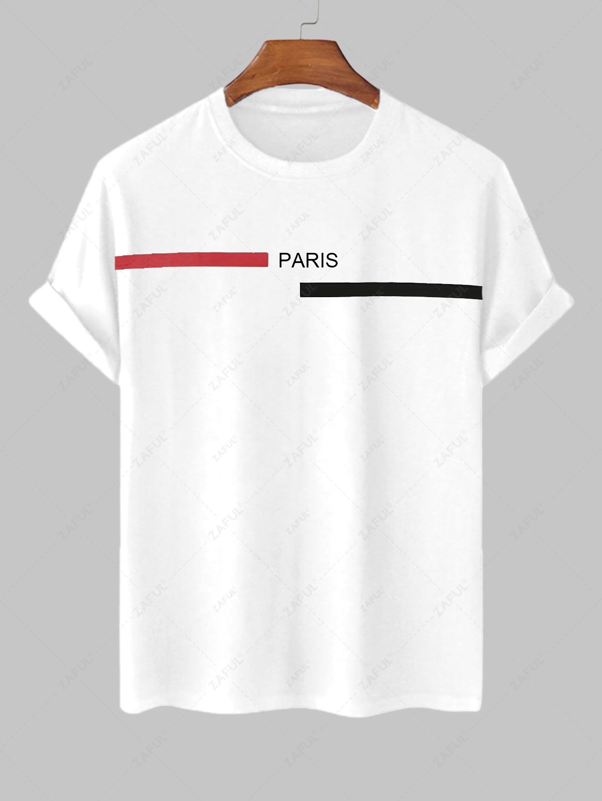 Men's Lines PARIS Letter Graphic Printed Short Sleeves T-shirt