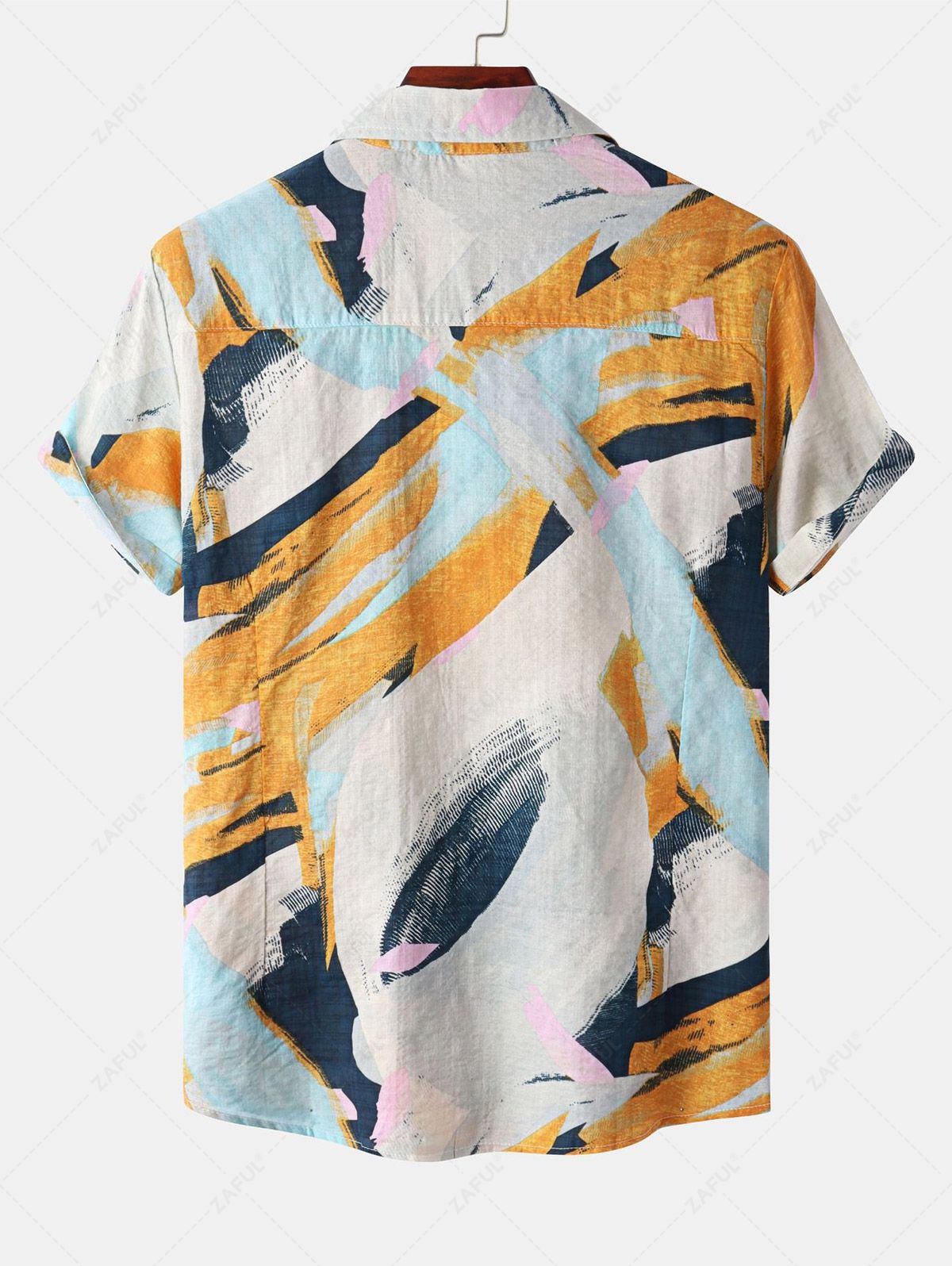 Men's Abstract Print Button Up Short Sleeves Casual Shirt Kosyway