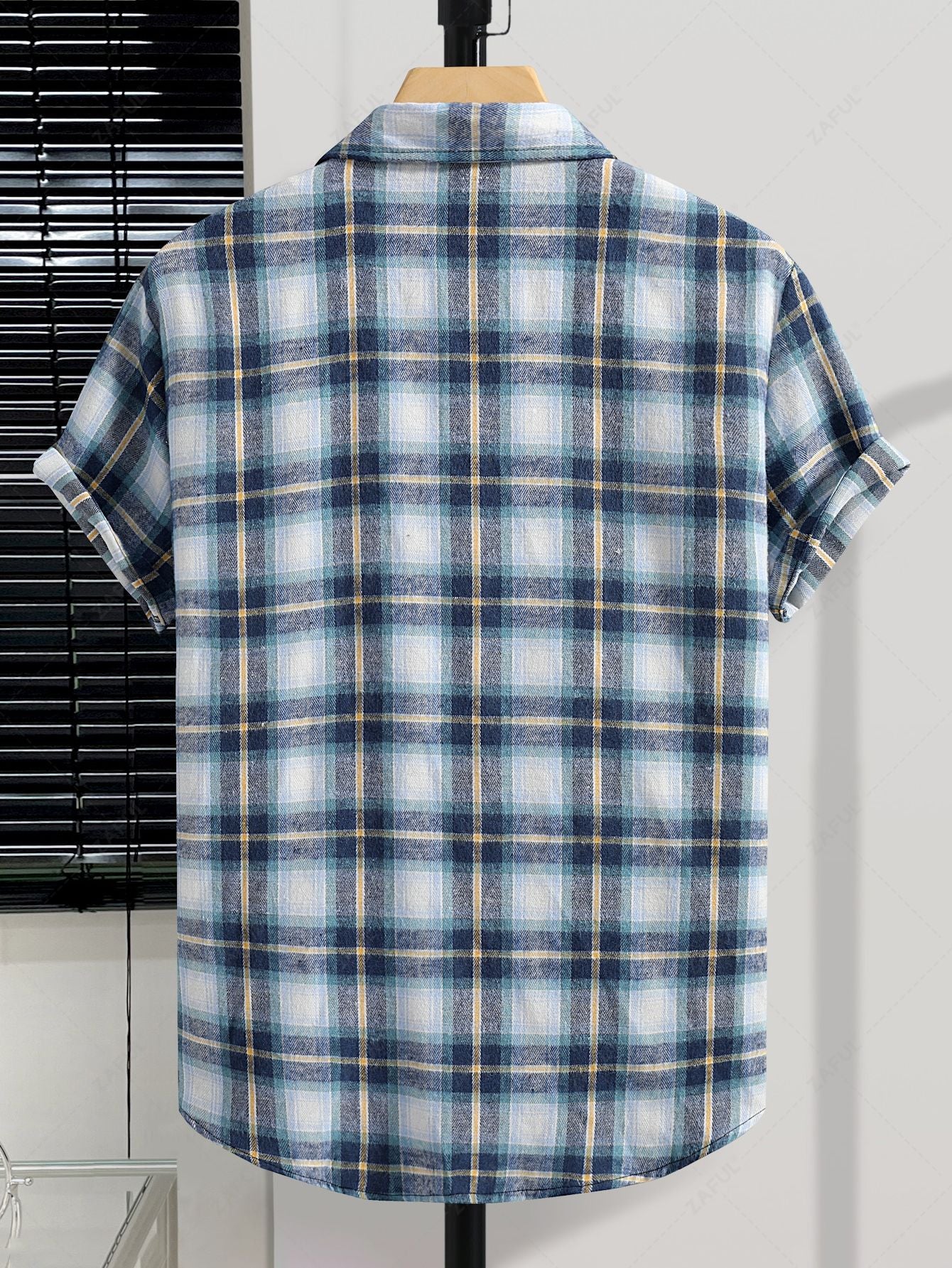 Men's Plaid Button Up Short Sleeves Shirt Kosyway