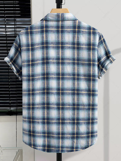 Men's Plaid Button Up Short Sleeves Shirt