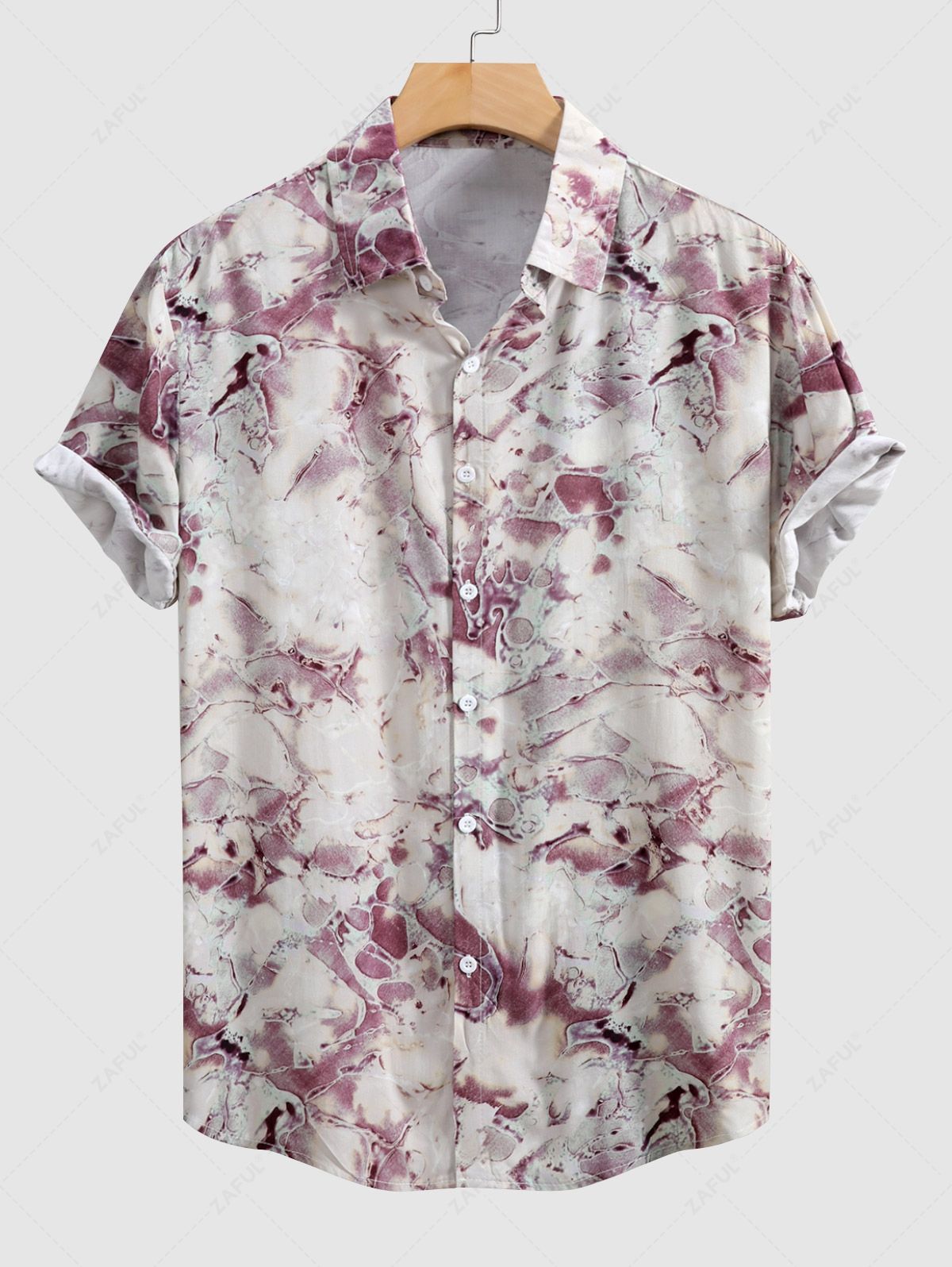 Men's Abstract Print Button Up Short Sleeves Vacation Shirt