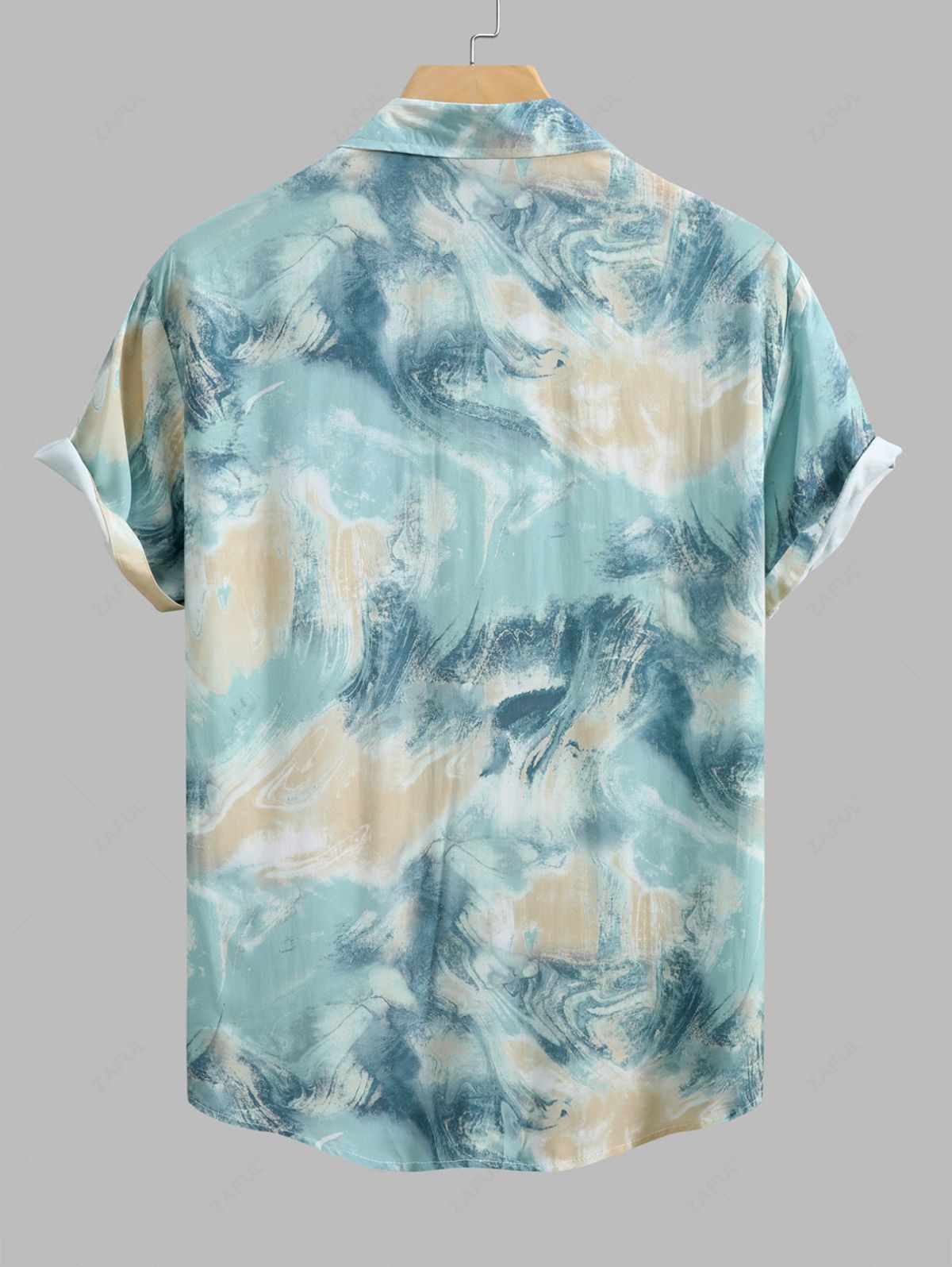 Men's Tie Dye Abstract Print Button Up Short Sleeves Vacation Shirt Kosyway