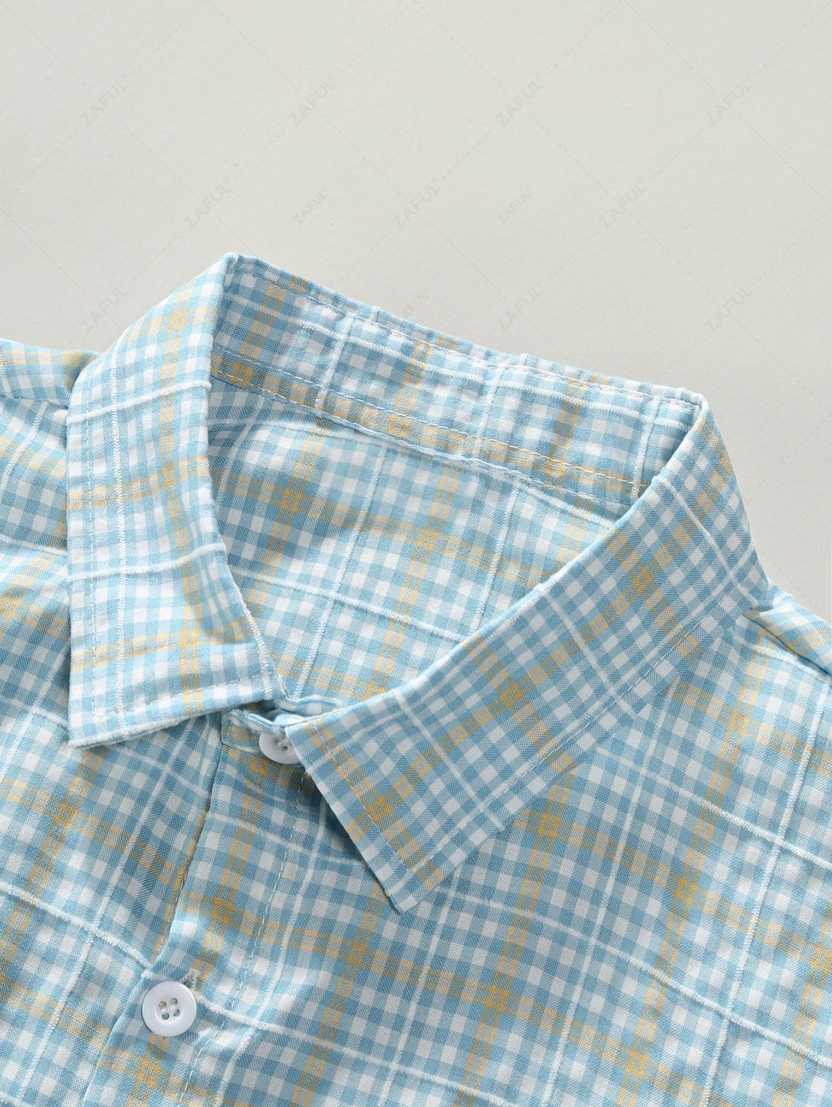 Men's Plaid Button Up Short Sleeves Casual Shirt