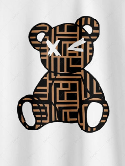 Men's Geometric Cross Bear Printed Short Sleeves T-shirt