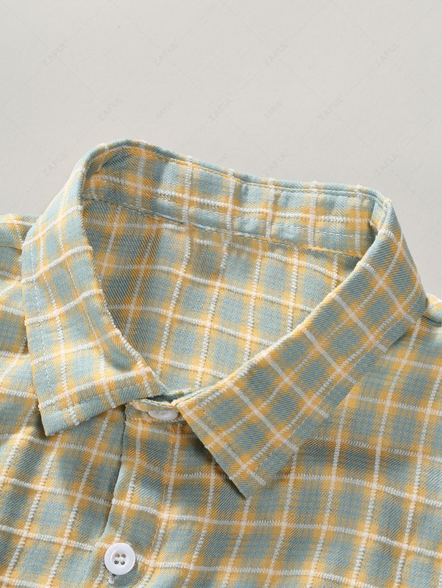 Men's Plaid Button Up Short Sleeves Casual Shirt Kosyway