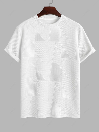 Geometric Textured Short Sleeves Basic T-shirt