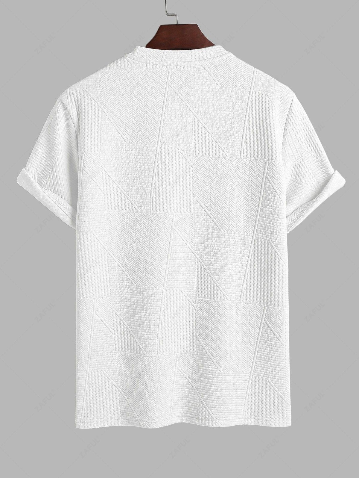 Geometric Textured Short Sleeves Basic T-shirt