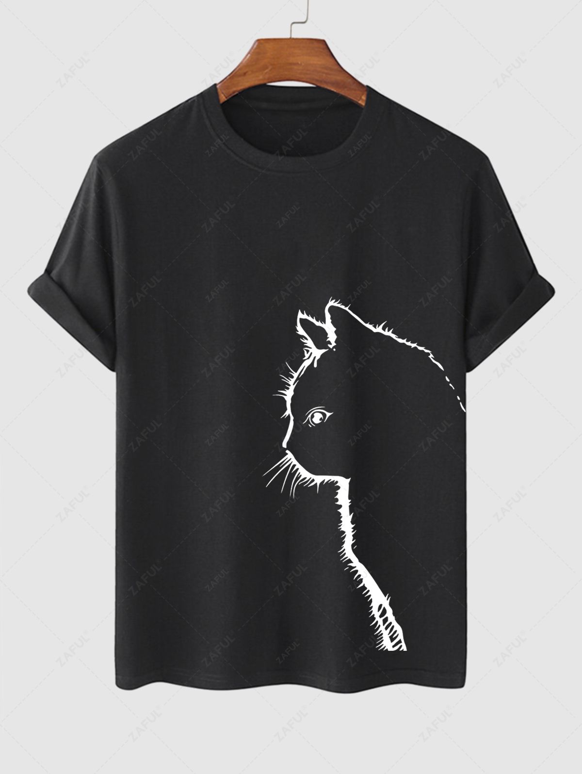 Men's Cat Graphic Printed Short Sleeves T-shirt