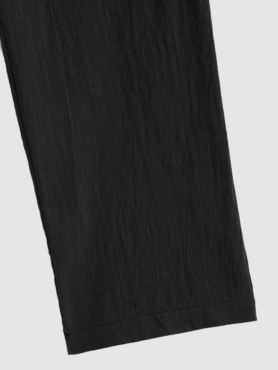 Men's Solid Color Cotton and Line Straight Leg Pants