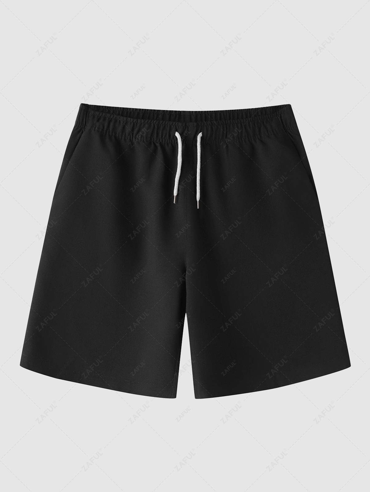 Men's Solid Color Drawstring Slant Pockets Casual Shorts