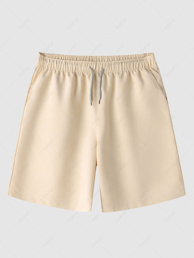 Men's Solid Color Drawstring Slant Pockets Casual Shorts